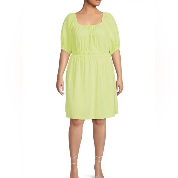 Terra & sky womens plus size puff sleeve dress tie back cut out new 1x (16w-18w) - Picture 1 of 9